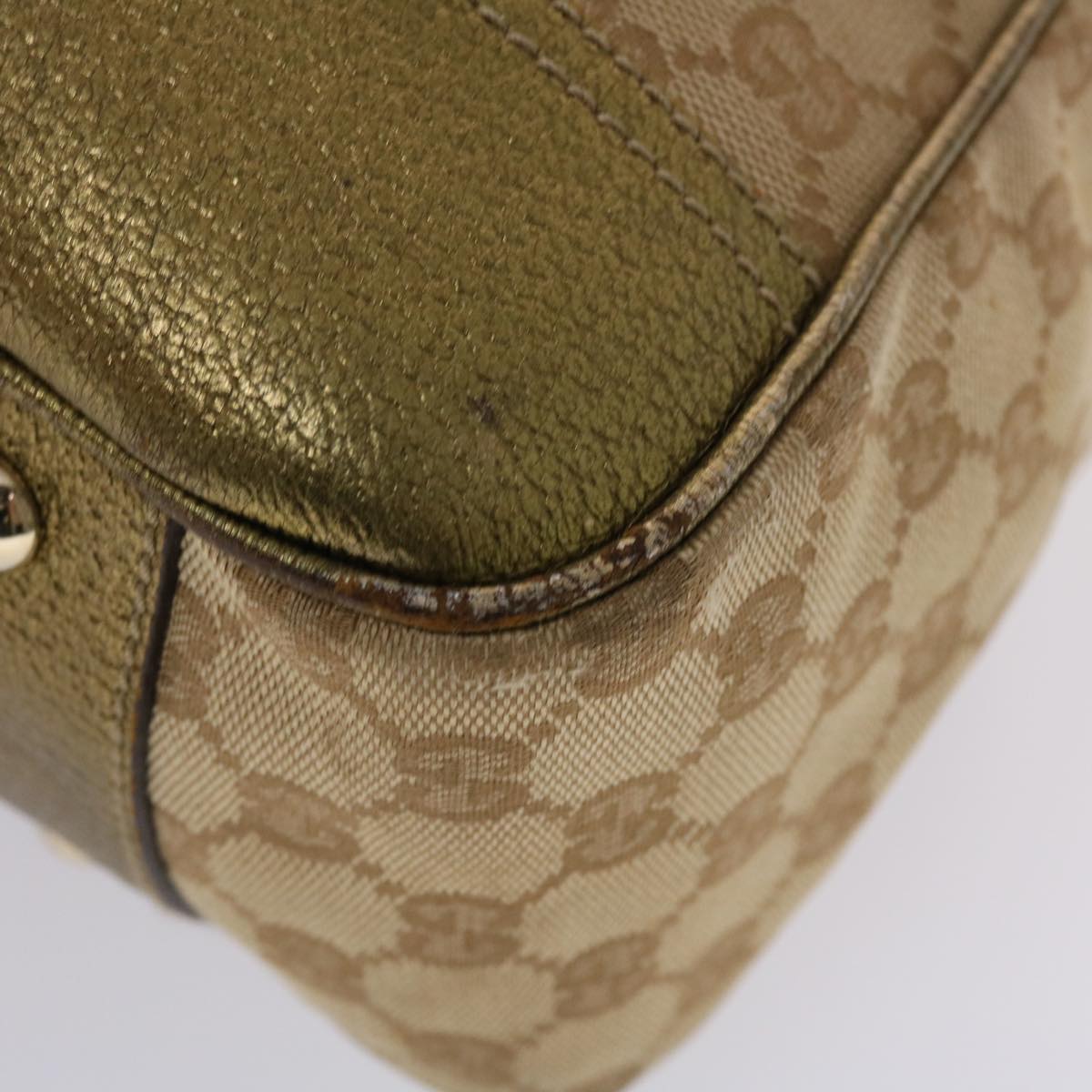 GUCCI GG Canvas Shoulder Bag Beige Gold 49063
