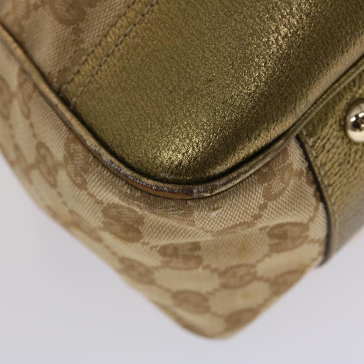 GUCCI GG Canvas Shoulder Bag Beige Gold 49063