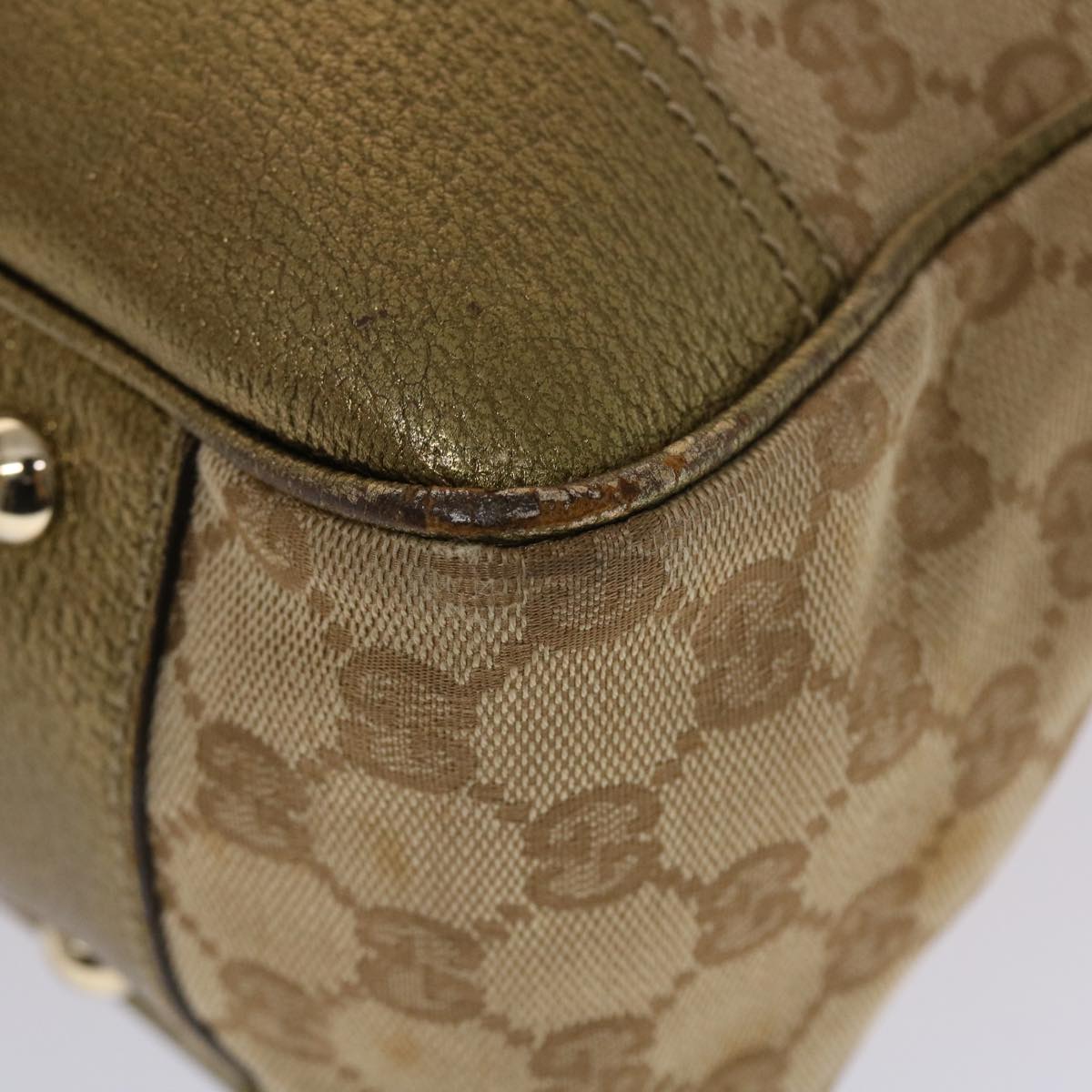 GUCCI GG Canvas Shoulder Bag Beige Gold 49063