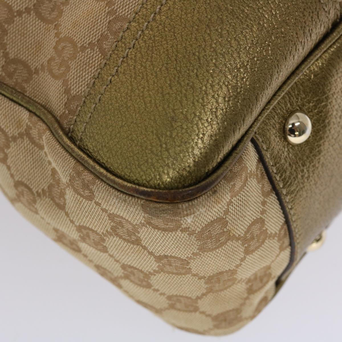 GUCCI GG Canvas Shoulder Bag Beige Gold 49063