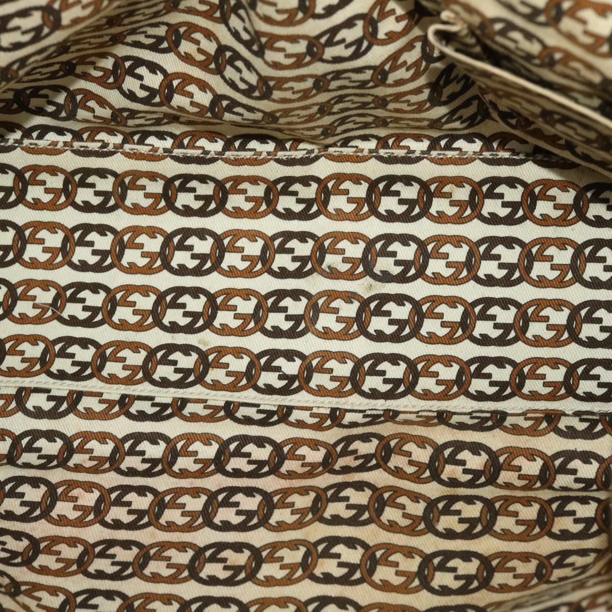 GUCCI GG Canvas Shoulder Bag Beige Gold 49063