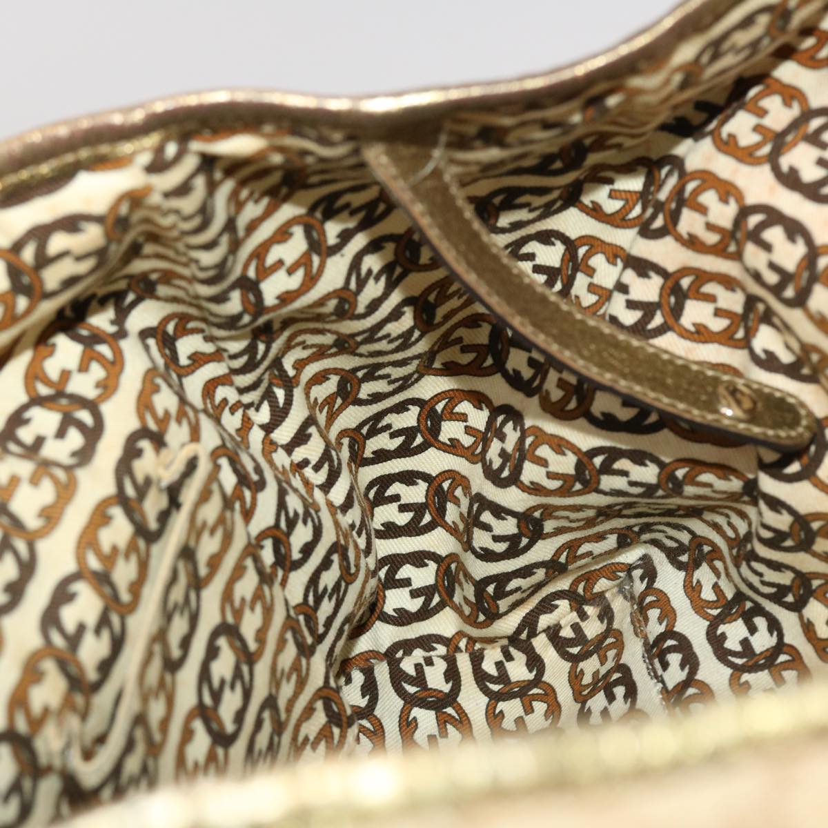 GUCCI GG Canvas Shoulder Bag Beige Gold 49063