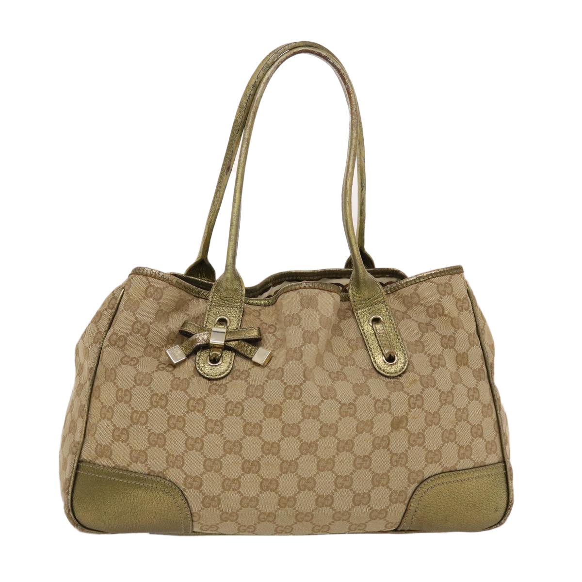 GUCCI GG Canvas Shoulder Bag Beige Gold 49063