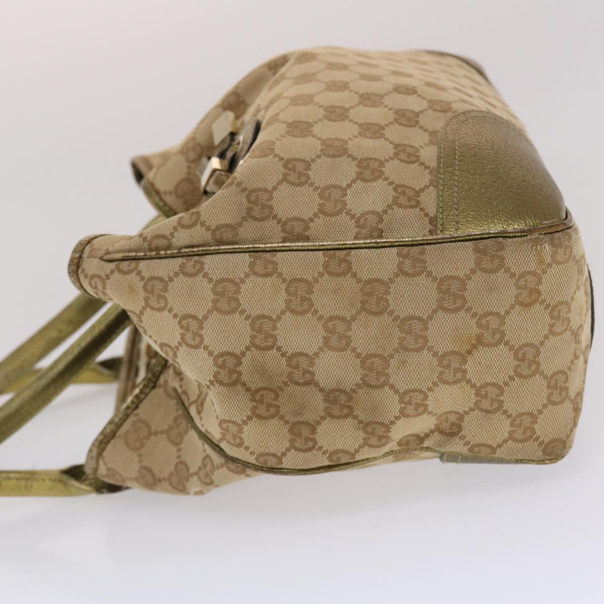 GUCCI GG Canvas Shoulder Bag Beige Gold 49063