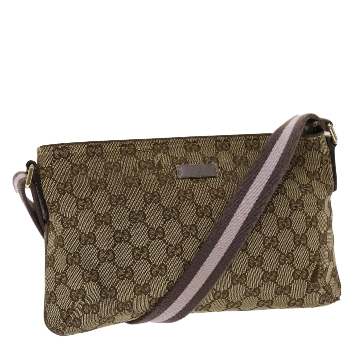 GUCCI GG Canvas Sherry Line Shoulder Bag Beige Pink