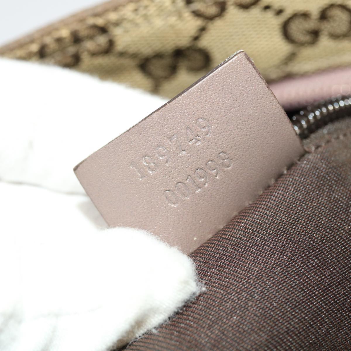 GUCCI GG Canvas Sherry Line Shoulder Bag Beige Pink