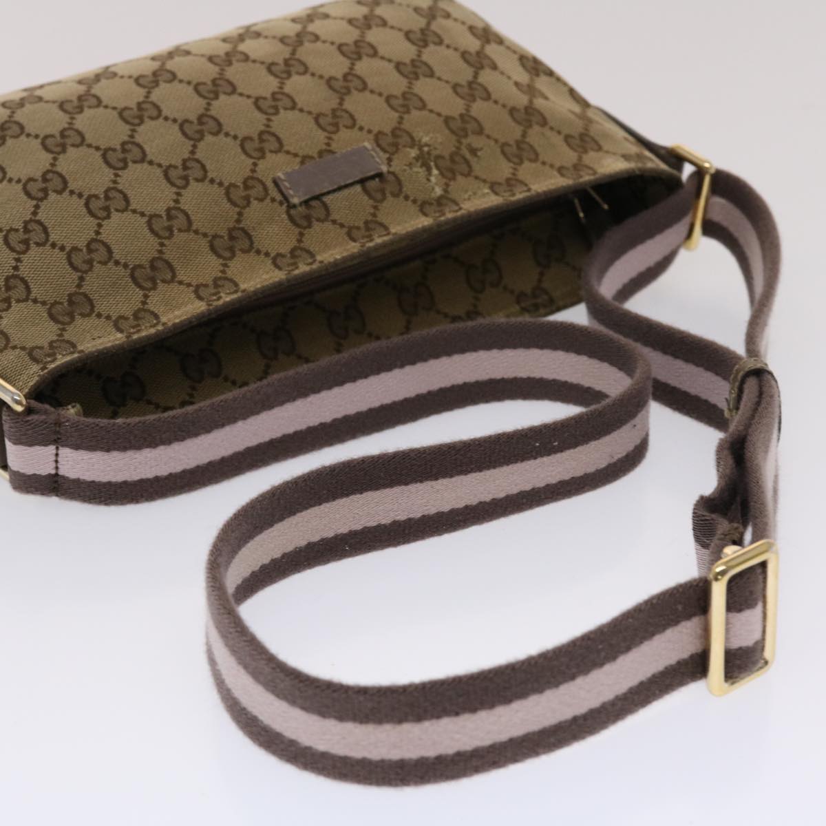 GUCCI GG Canvas Sherry Line Shoulder Bag Beige Pink