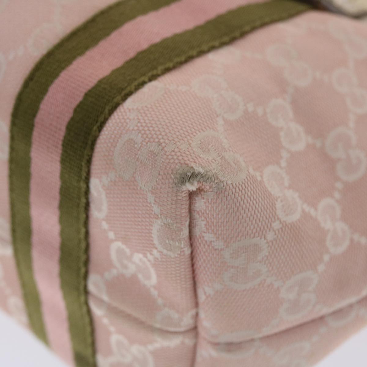 GUCCI GG Canvas Sherry Line Hand Bag Pink White Green