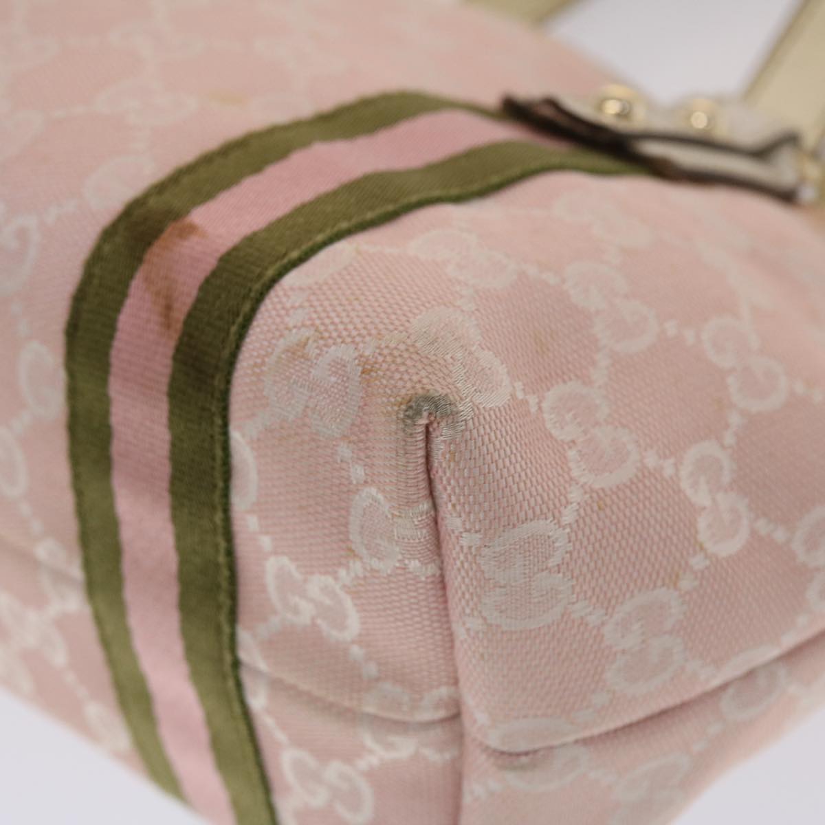 GUCCI GG Canvas Sherry Line Hand Bag Pink White Green