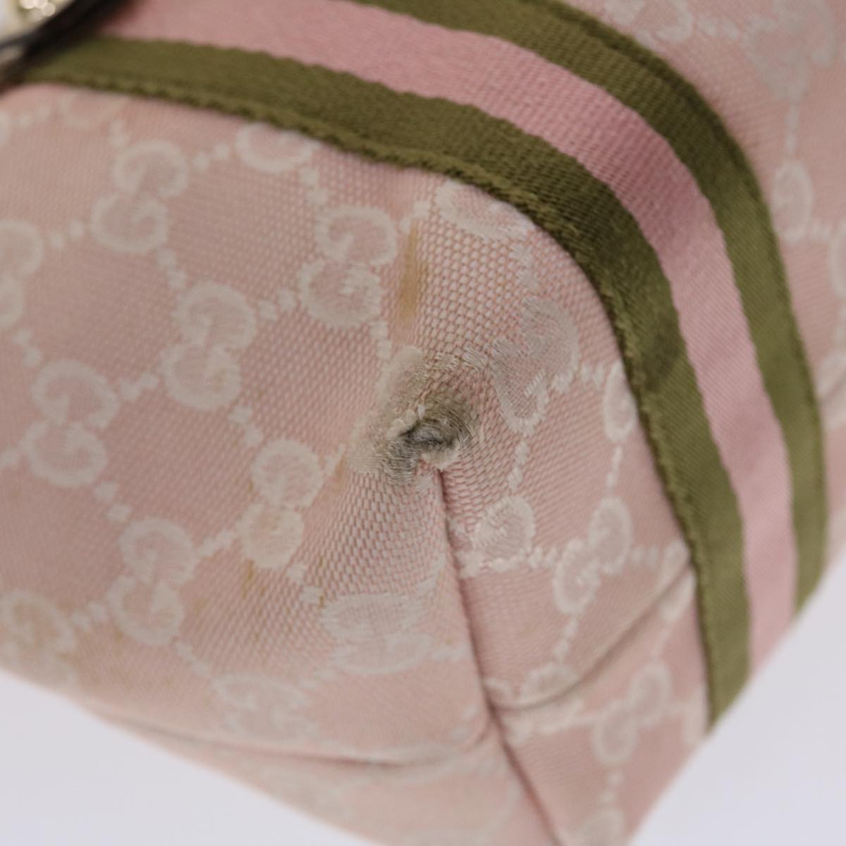 GUCCI GG Canvas Sherry Line Hand Bag Pink White Green