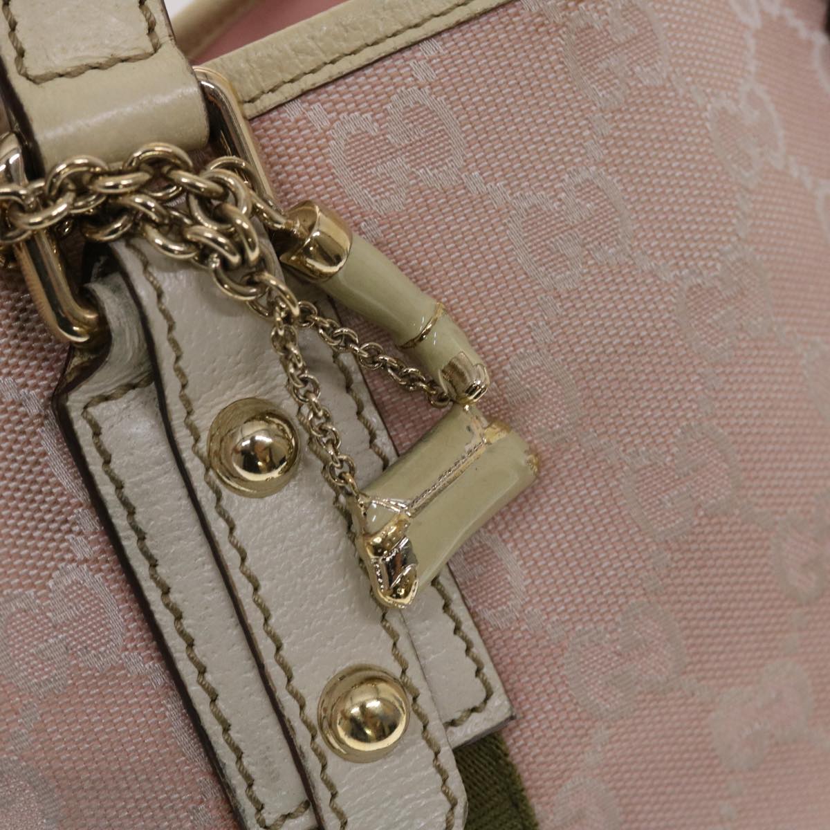 GUCCI GG Canvas Sherry Line Hand Bag Pink White Green