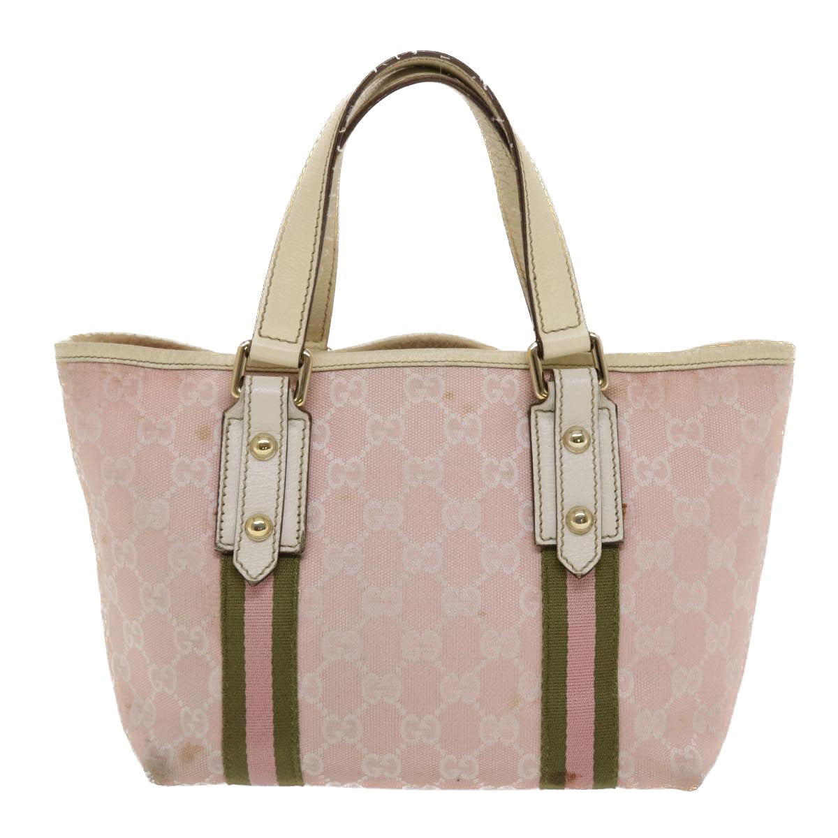 GUCCI GG Canvas Sherry Line Hand Bag Pink White Green