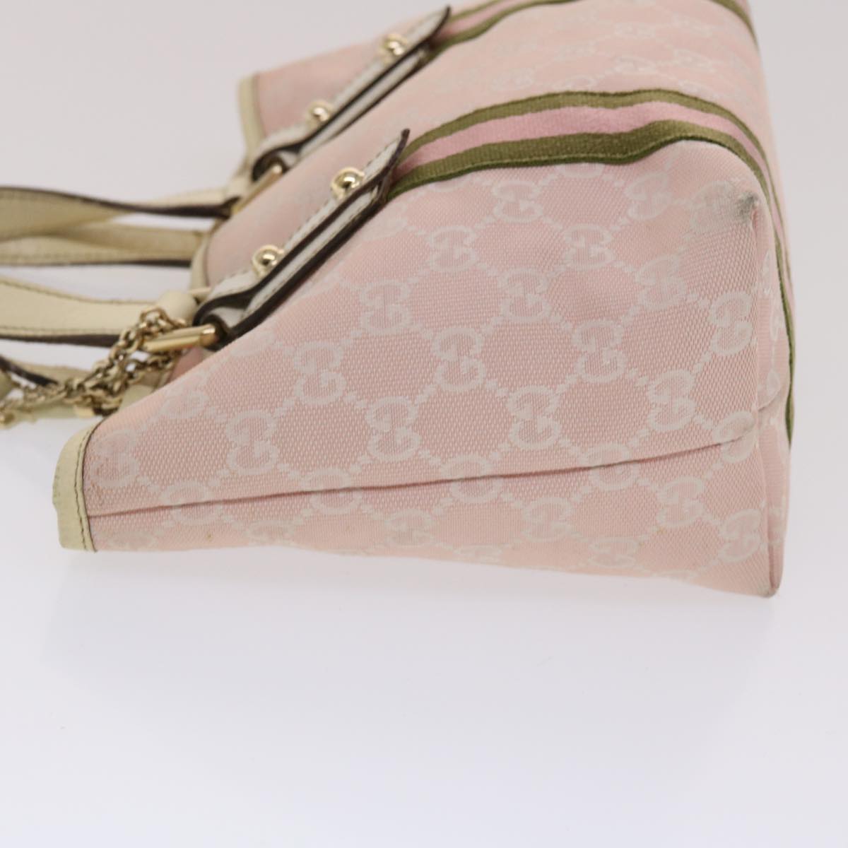 GUCCI GG Canvas Sherry Line Hand Bag Pink White Green