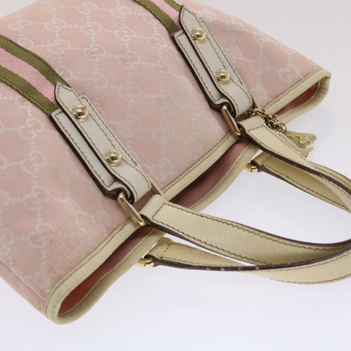 GUCCI GG Canvas Sherry Line Hand Bag Pink White Green