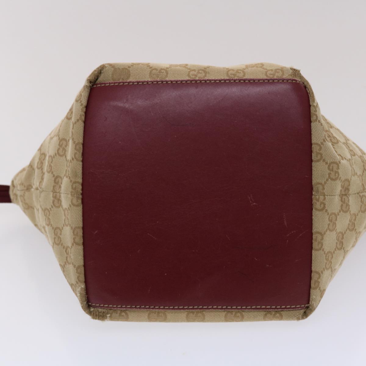 GUCCI GG Canvas Sherry Line Hand Bag Canvas Beige Red White
