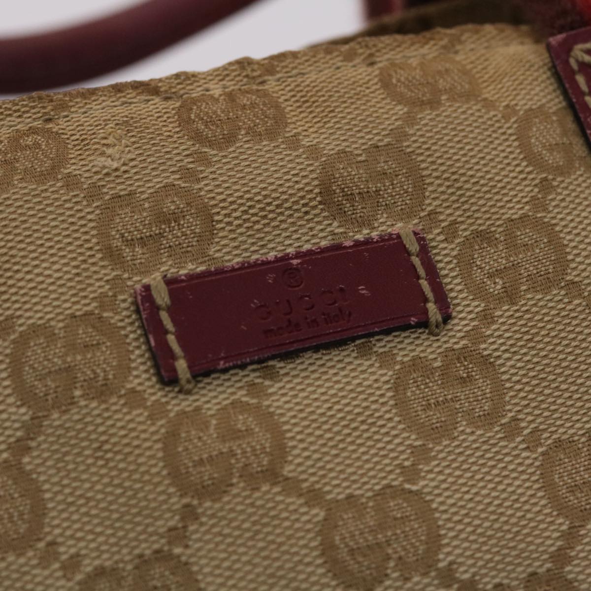 GUCCI GG Canvas Sherry Line Hand Bag Canvas Beige Red White