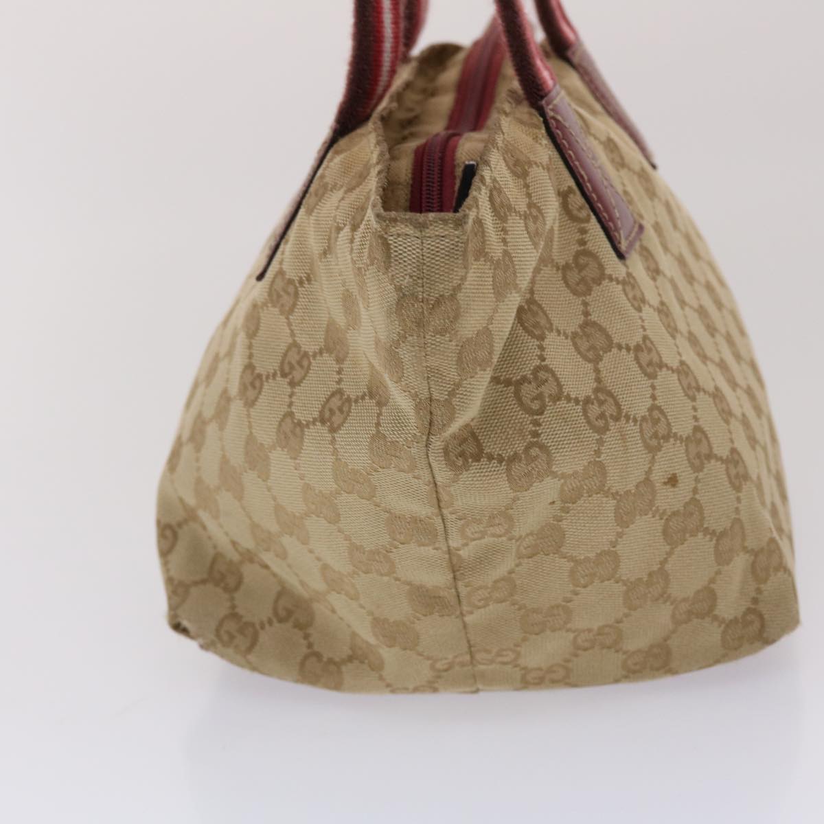 GUCCI GG Canvas Sherry Line Hand Bag Canvas Beige Red White
