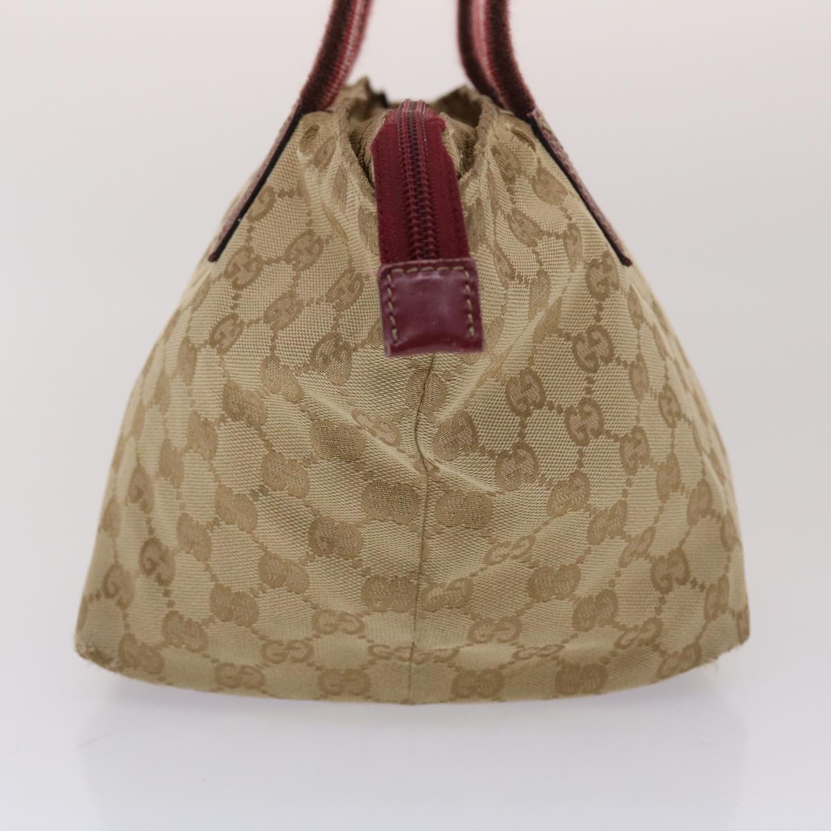 GUCCI GG Canvas Sherry Line Hand Bag Canvas Beige Red White
