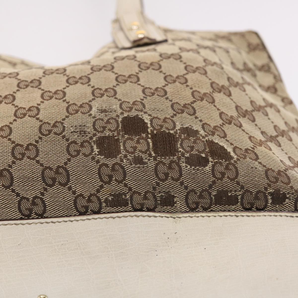 GUCCI GG Canvas Sherry Line Shoulder Bag Beige White