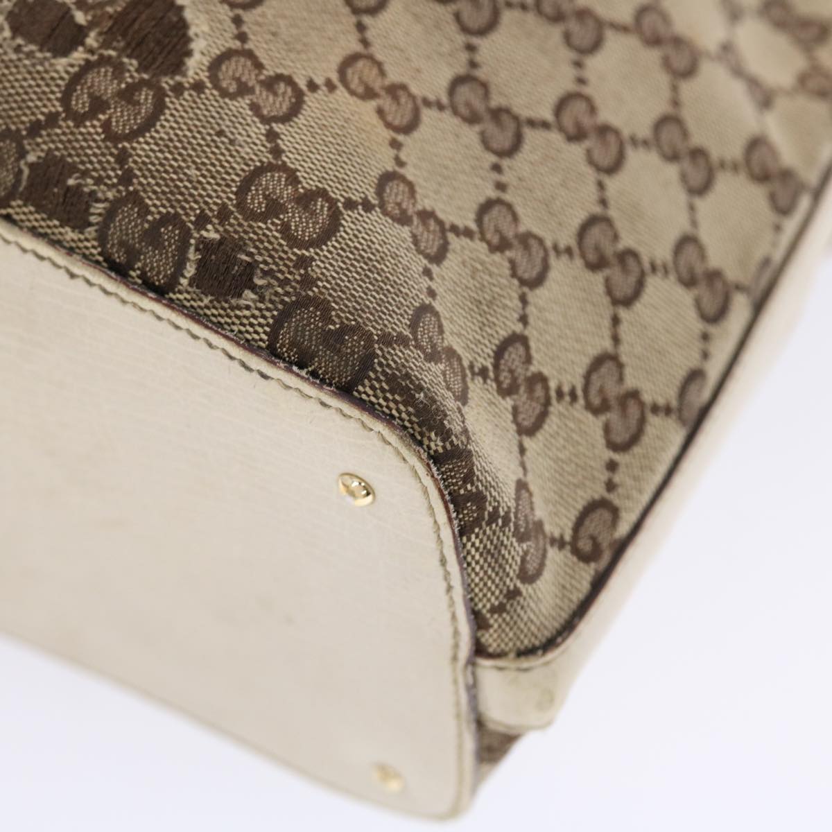GUCCI GG Canvas Sherry Line Shoulder Bag Beige White