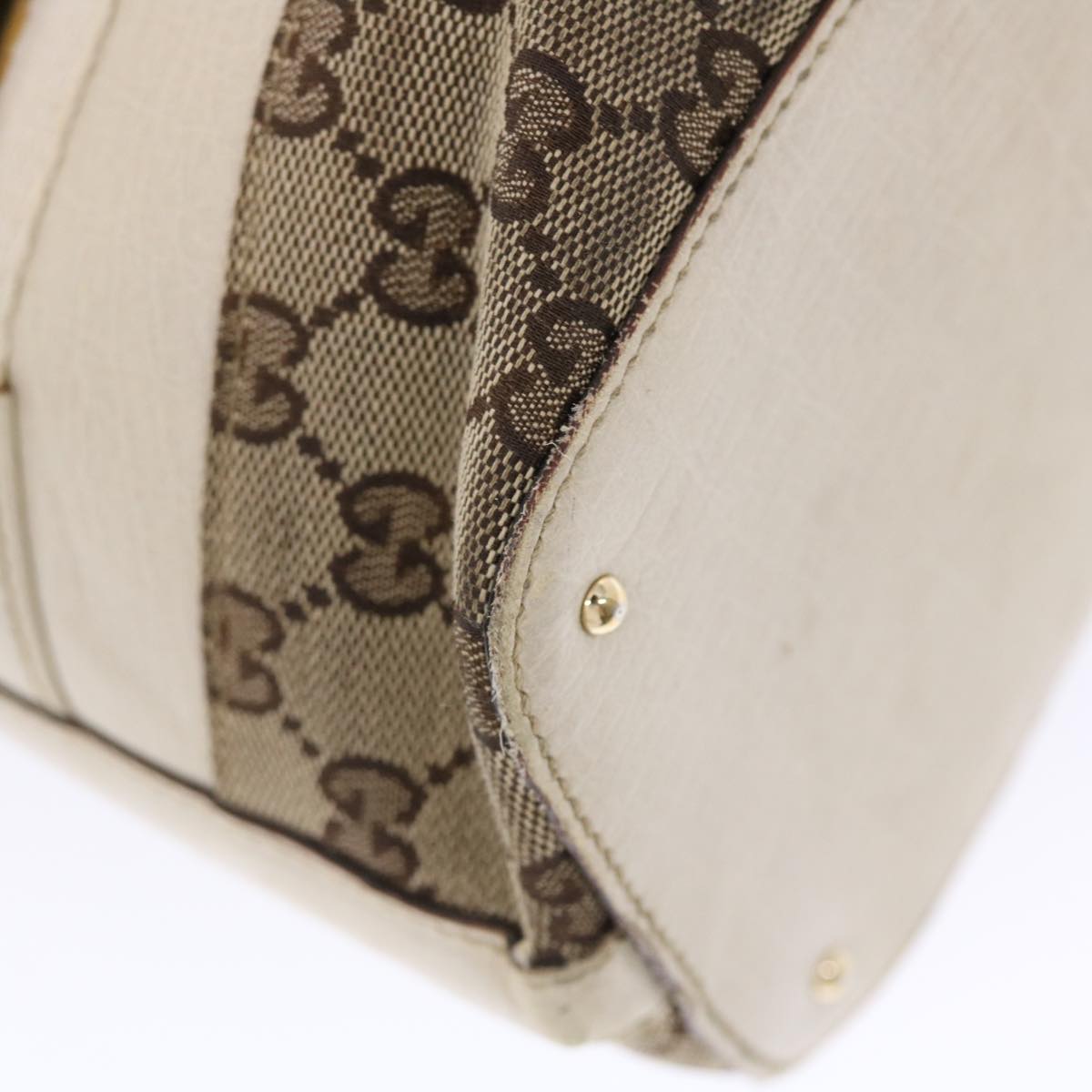 GUCCI GG Canvas Sherry Line Shoulder Bag Beige White