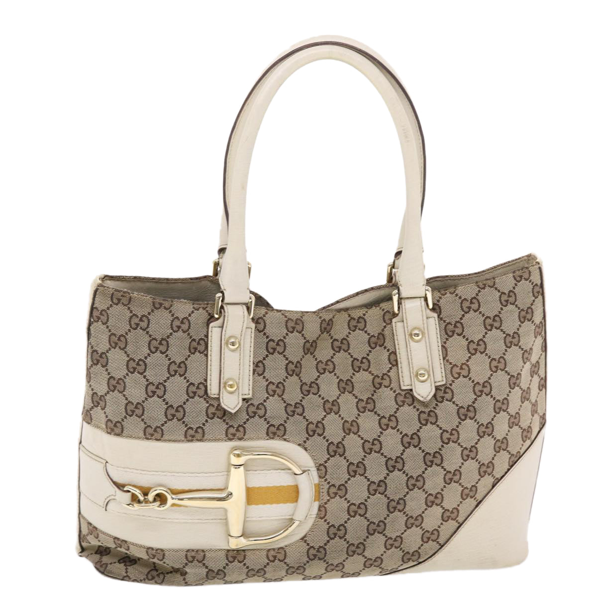 GUCCI GG Canvas Sherry Line Shoulder Bag Beige White