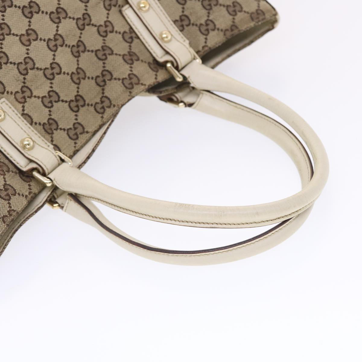 GUCCI GG Canvas Sherry Line Shoulder Bag Beige White