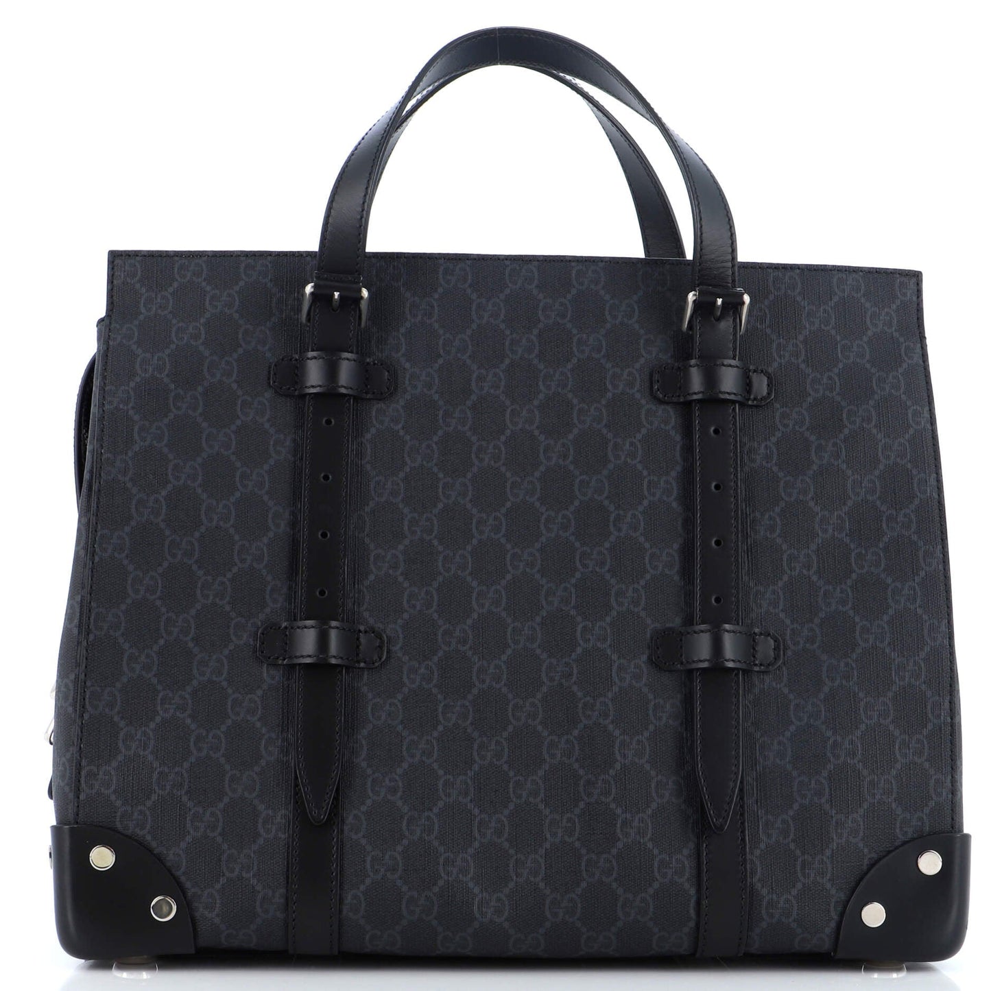Buckle Travel Tote GG Coated Canvas with Leather Large