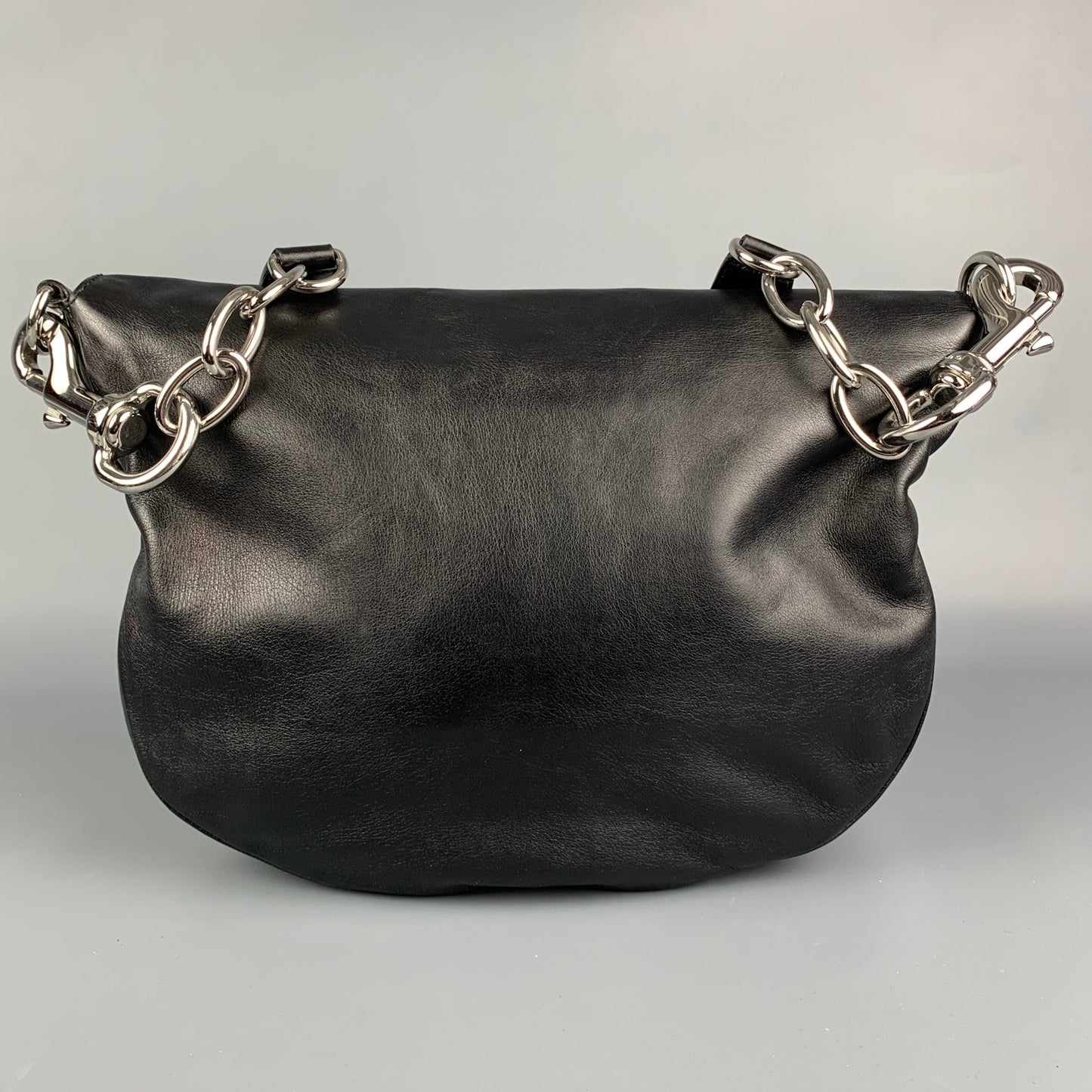 GUCCI Black & Silver Leather Shoulder Bag
