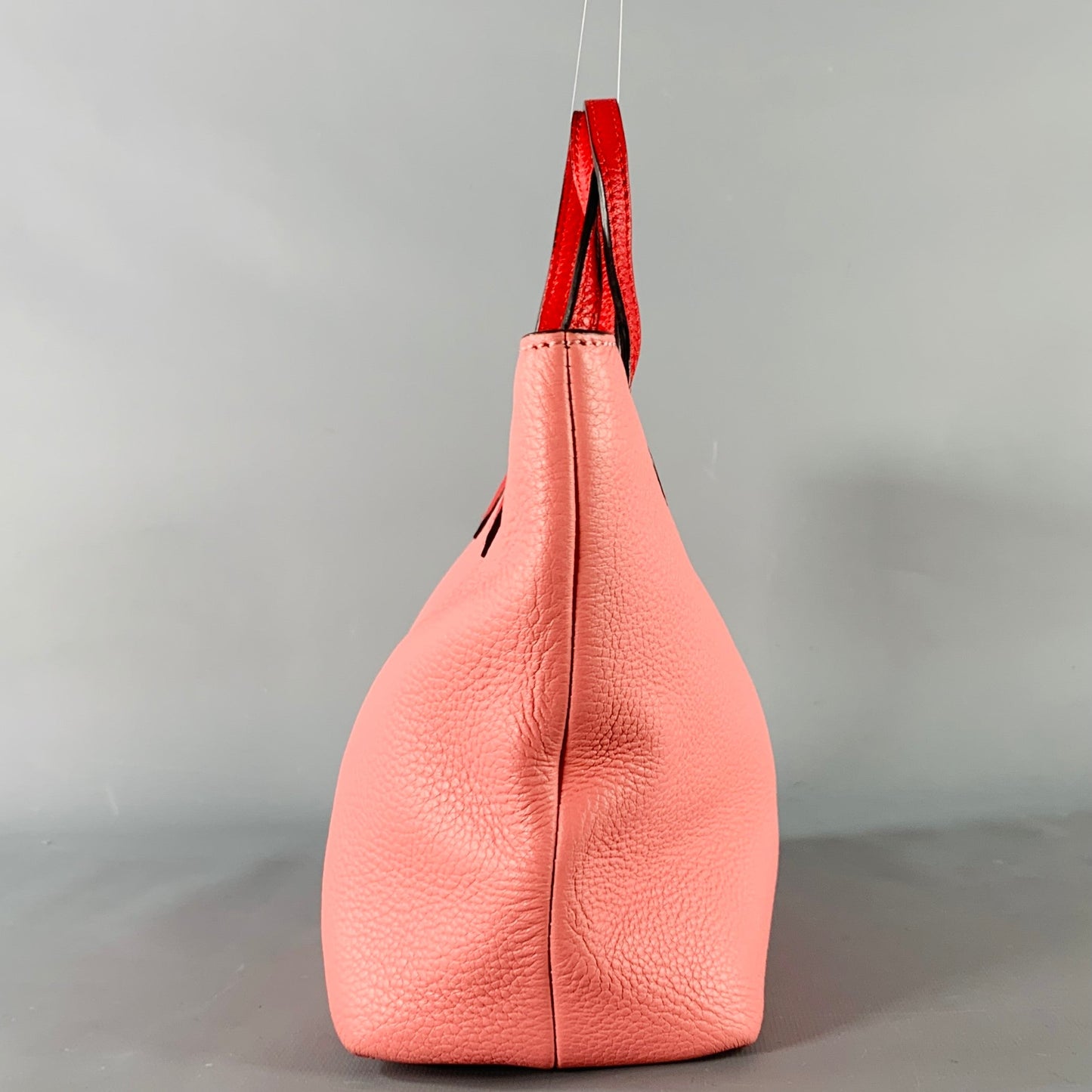 GUCCI Pink Red Heart Pebble Grain Leather Mini Tote Handbag