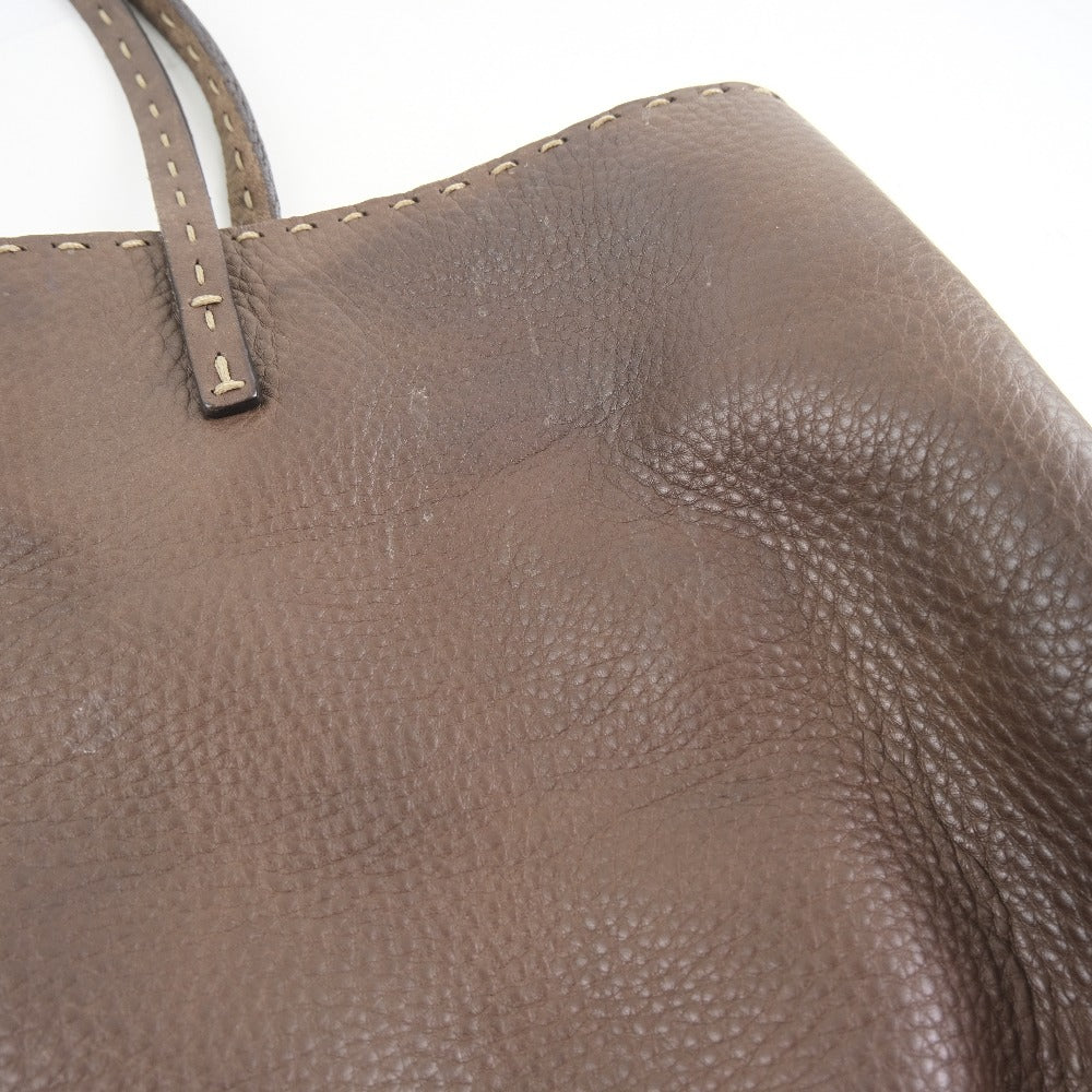 FENDI Tote Bag Calfskin Brown Celeria unisex(Unisex) Used