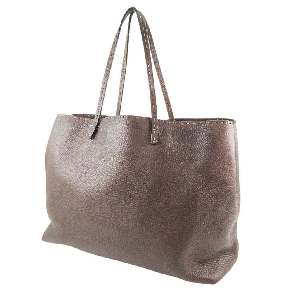 FENDI Tote Bag Calfskin Brown Celeria unisex(Unisex) Used