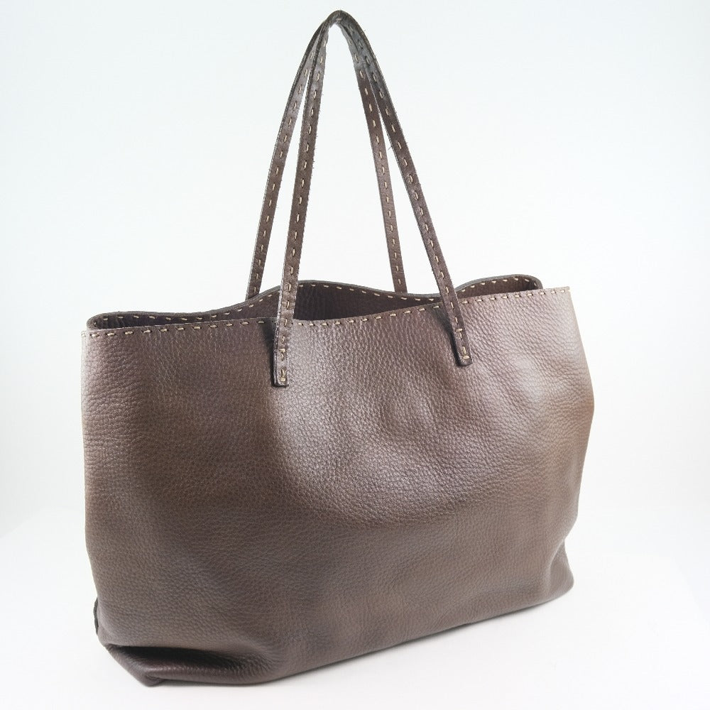 FENDI Tote Bag Calfskin Brown Celeria unisex(Unisex) Used