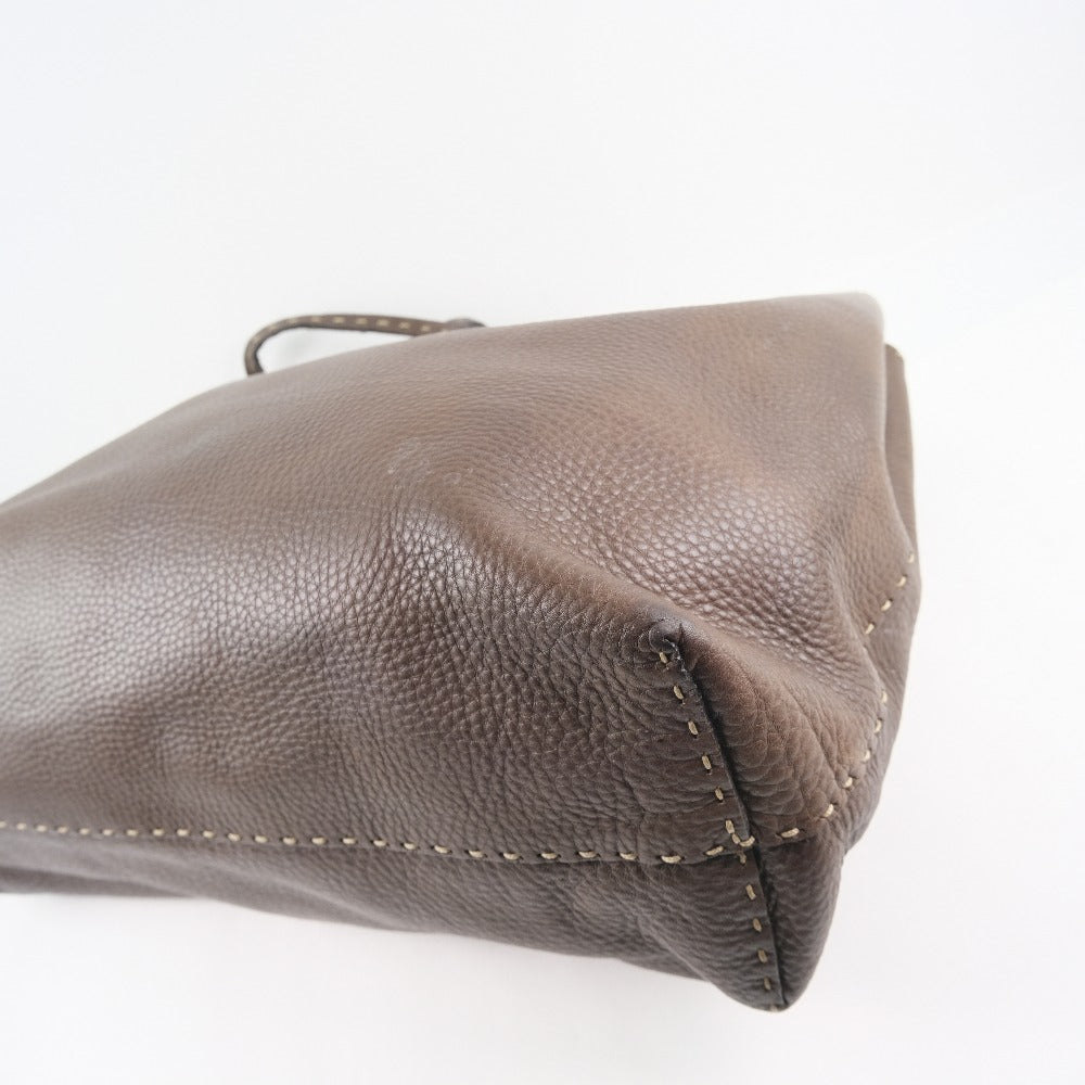 FENDI Tote Bag Calfskin Brown Celeria unisex(Unisex) Used
