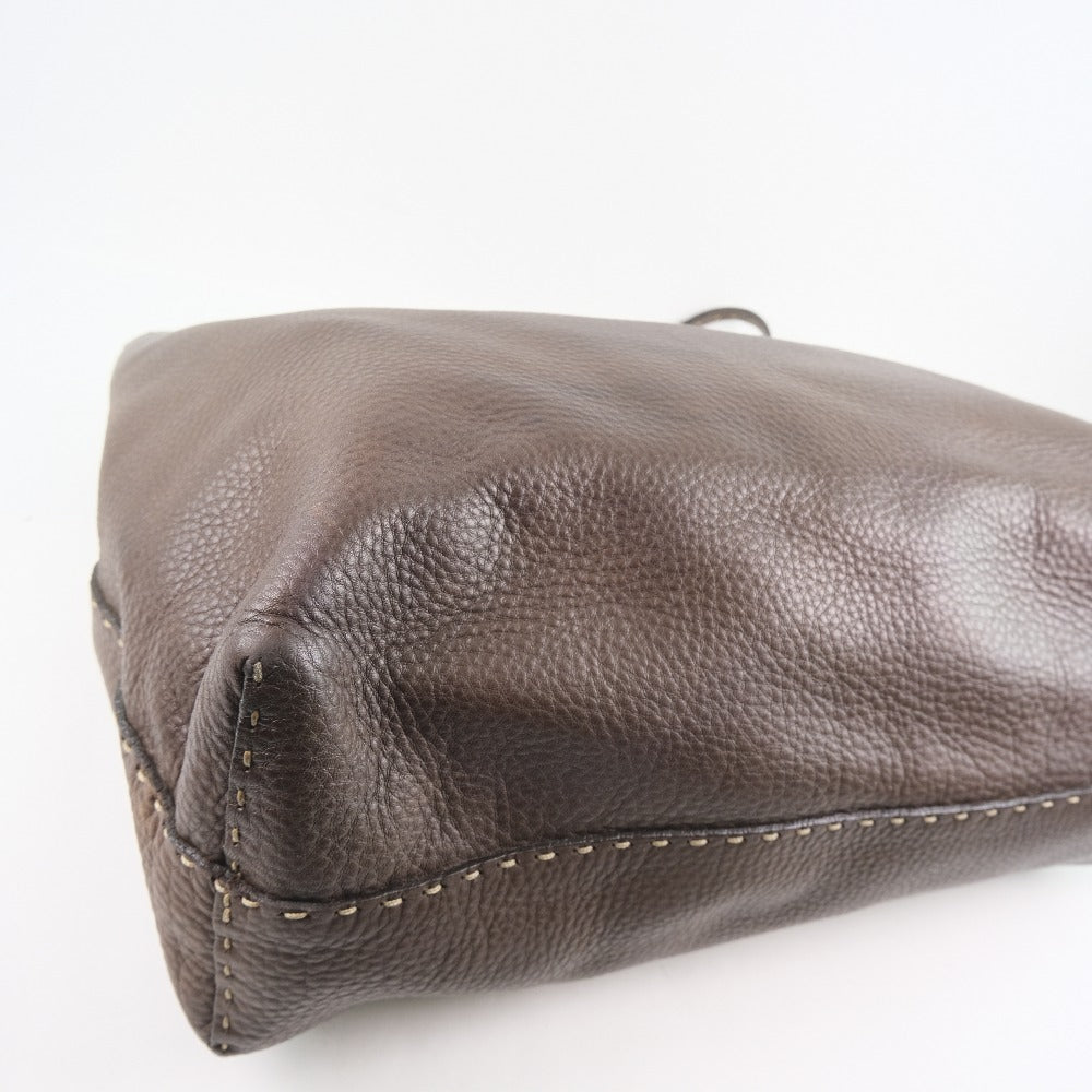 FENDI Tote Bag Calfskin Brown Celeria unisex(Unisex) Used