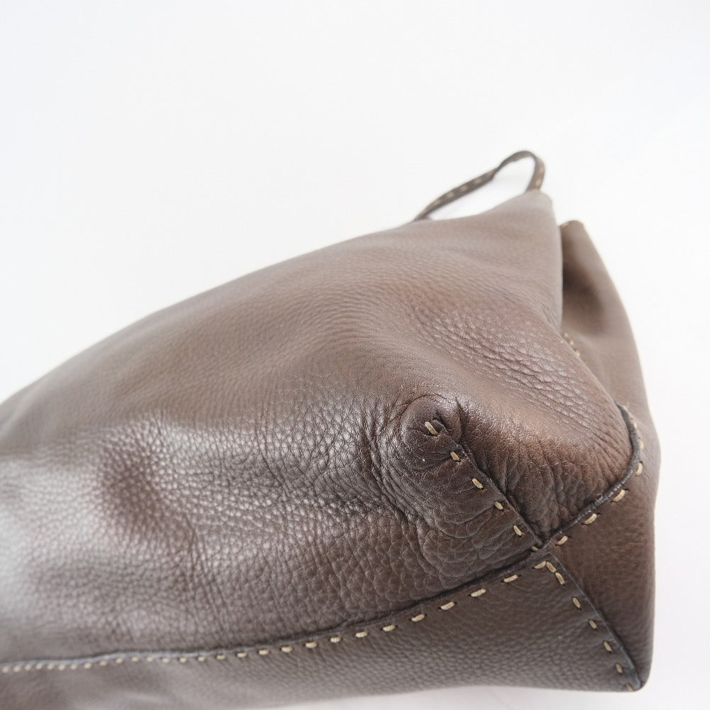 FENDI Tote Bag Calfskin Brown Celeria unisex(Unisex) Used
