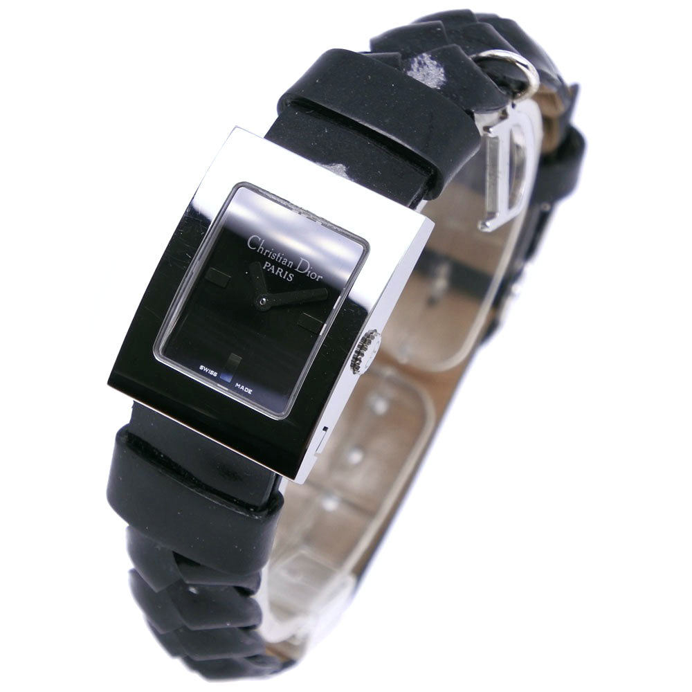 Christian Dior Watches Quartz D78-109 Stainless Steel , Leather Silver- Maris black dial Women Used