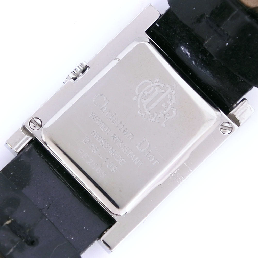 Christian Dior Watches Quartz D78-109 Stainless Steel , Leather Silver- Maris black dial Women Used