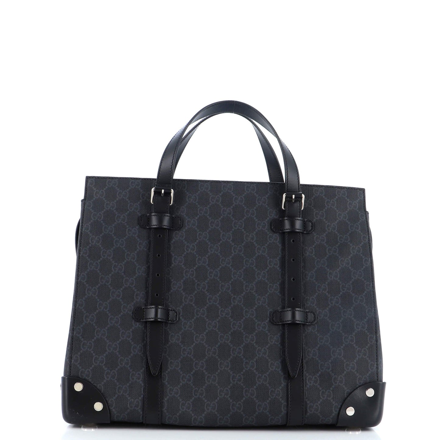 Buckle Travel Tote GG Coated Canvas with Leather Large
