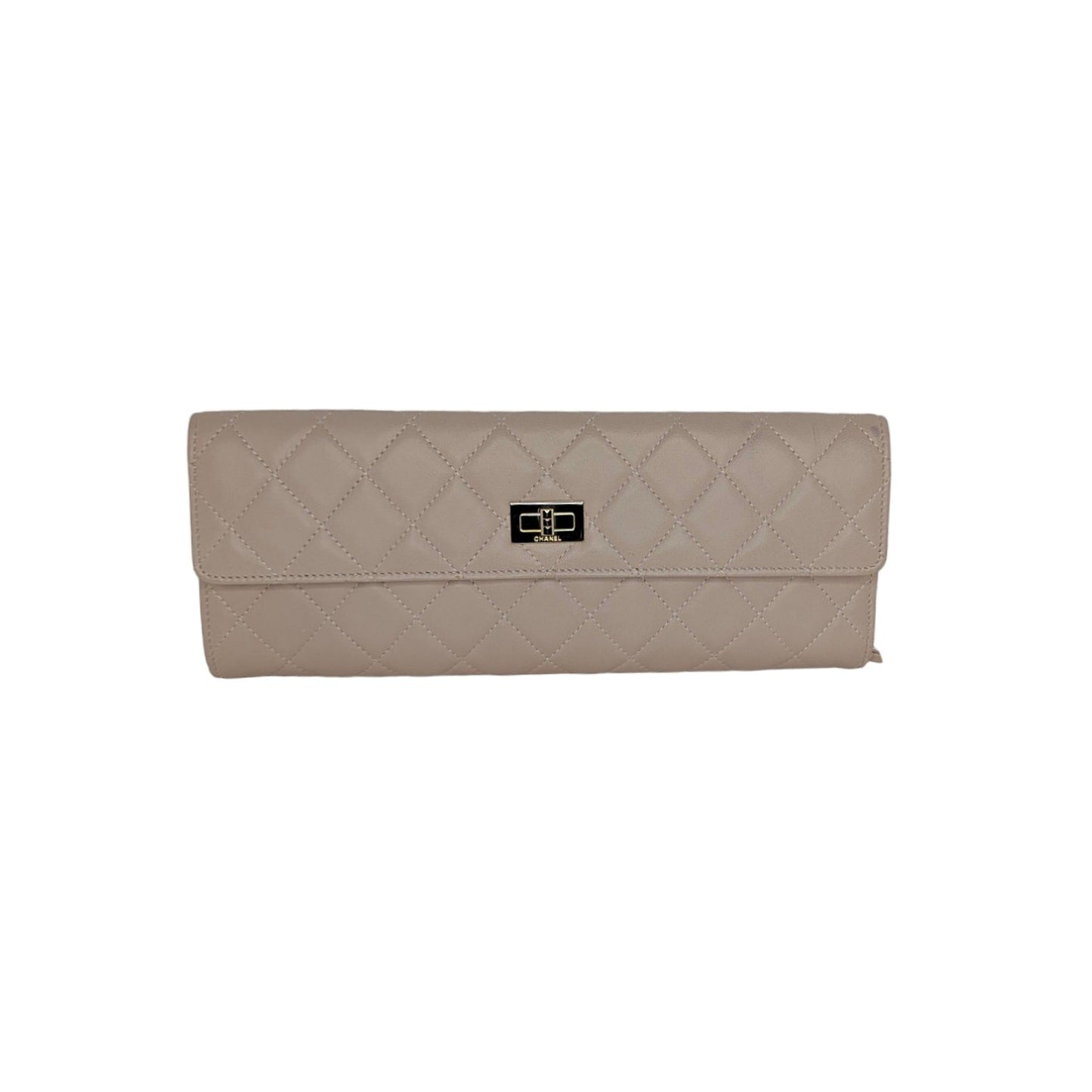 Chanel 2.55 Beige Lambskin Jewelry Case Clutch