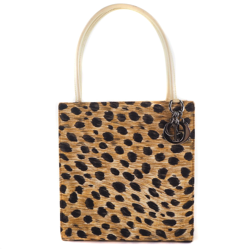 Christian Dior Handbag canvas yellow Leopard Women Used