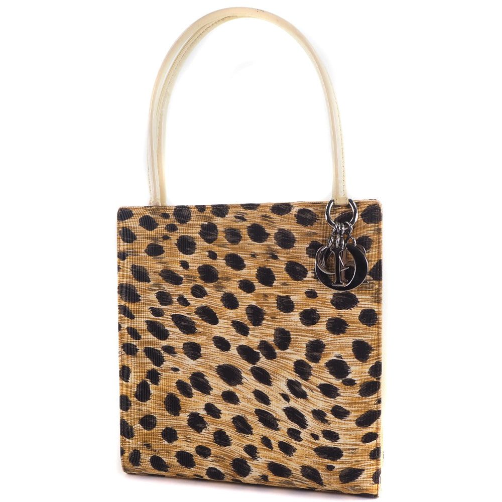 Christian Dior Handbag canvas yellow Leopard Women Used