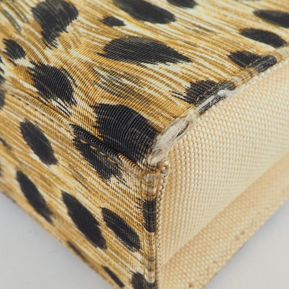 Christian Dior Handbag canvas yellow Leopard Women Used