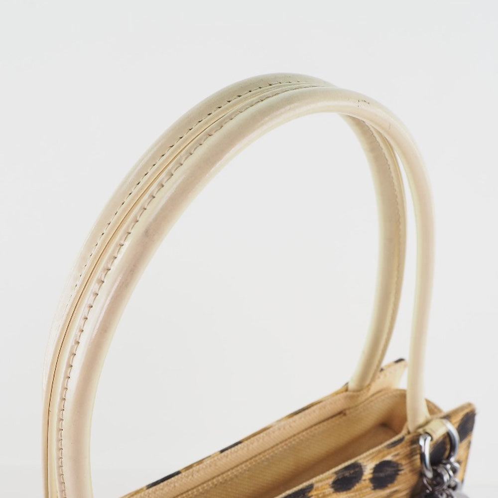 Christian Dior Handbag canvas yellow Leopard Women Used
