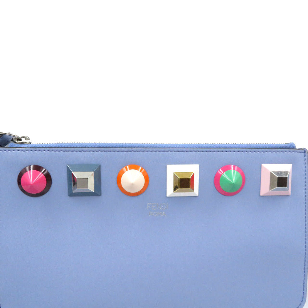 FENDI Pouch 8M0341 leather blue Multi studs Women Used