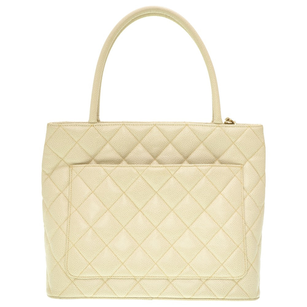 CHANEL Tote Bag Caviar skin Ivory Grey Replica Tote Women Used