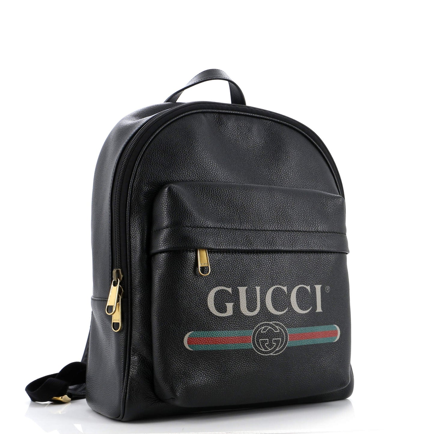 Logo Front Pocket Backpack Printed Leather
