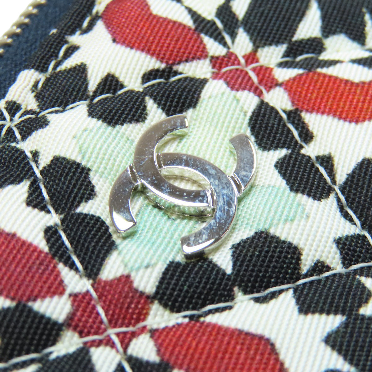 CHANEL Clutch bag quilting black Matelasse Flower Pattern Pouch Women Used