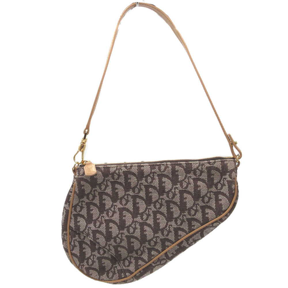 Christian Dior Handbag canvas Brown Saddle pouch Trotter Women Used