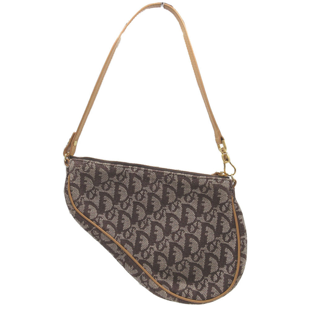 Christian Dior Handbag canvas Brown Saddle pouch Trotter Women Used